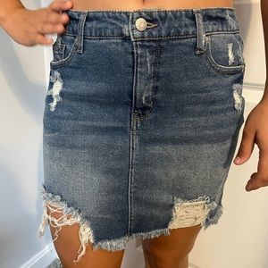 New Wild Fable mini jean skirt, size 12, dark blue with rips